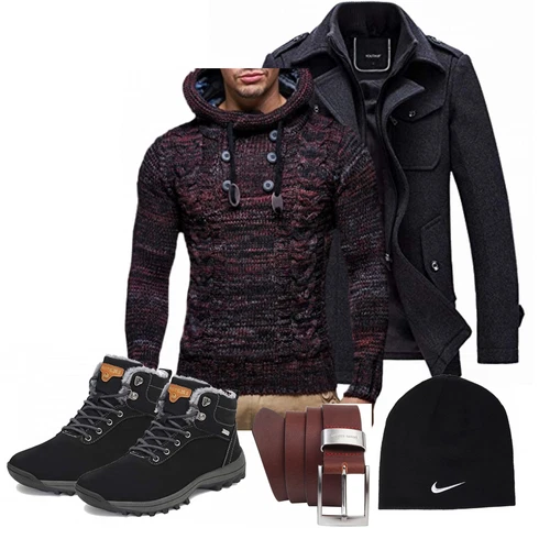 Blau Overall/Wintermantel/Winter Parka YOUTHUP kombinieren mit Rot Gürtel PIERRE CARDIN