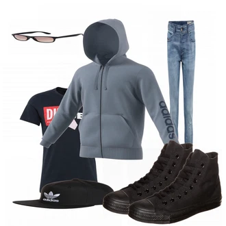 Outfit mit Schwarz Sneaker Converse "peahu"