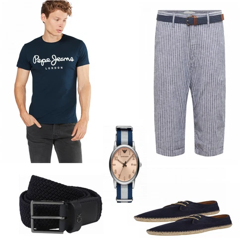 Blau Hose kombinieren mit Blau Sommer Schuh Espadrij L´originale