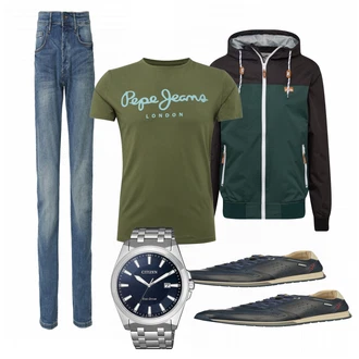 Outfit mit Blau Sportschuh Pikolinos "Pepe Jeans"