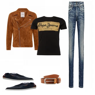 Outfit mit Blau Sneaker Bullboxer "Pepe Jeans"