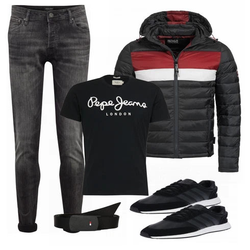 Schwarz Sommerjacke Indicode Jeans kombinieren mit Schwarz Gürtel Tommy Jeans
