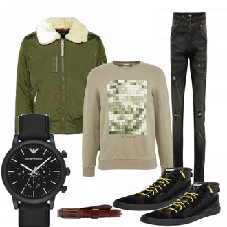 Outfit mit Grau Tigha "Pixel"