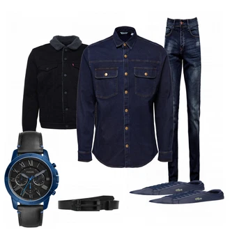 Outfit mit Blau Sneaker Lacoste "PL5"