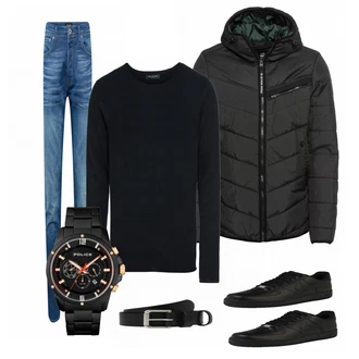 Outfit mit Schwarz Sneaker Nike "POLO"
