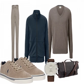 Outfit mit Grau Strickjacke Tchibo "POLO RALPH LAUREN"