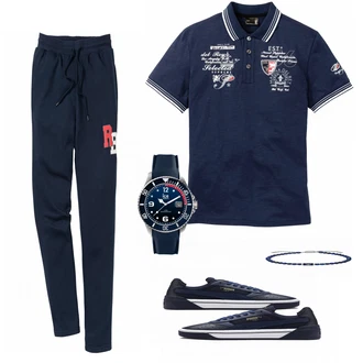 Outfit mit Blau Sneaker Puma "Poloshirt Blau"