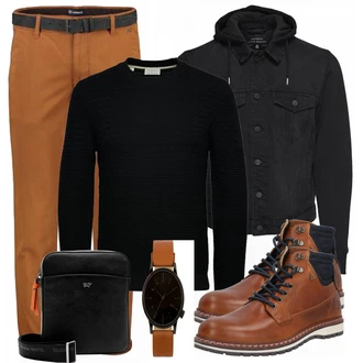 Outfit mit Rot Schuh Stiefel Bullboxer "Praktischer Look"