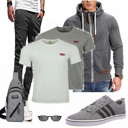 Grau Schuh Sneaker Jack & Jones kombinieren