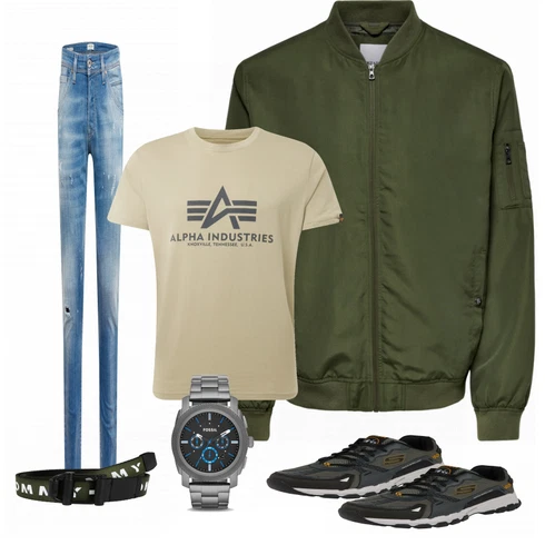 Beige Hemd Alpha Industries kombinieren
