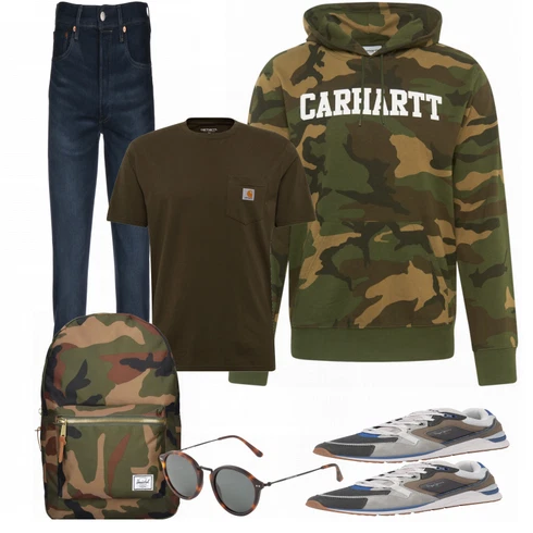 Grau Sportschuh Pepe Jeans kombinieren mit Schwarz T-Shirt Carhartt Wip