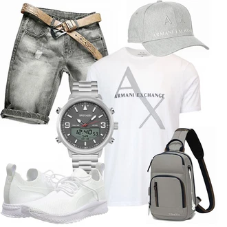 Outfit mit Grau Hut Armani Exchange "Praktischer Look"