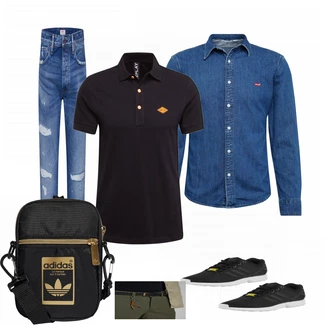 Outfit mit Blau Hemd Replay "Praktischer Look"