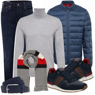 Outfit mit Grau Schal Tommy Hilfiger "Praktischer Look"