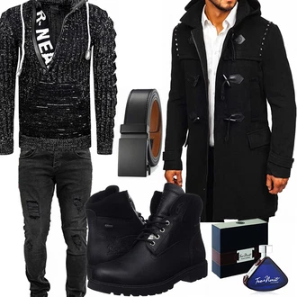Outfit mit Schwarz Wintermantel/Winter Parka BOLF "Praktischer Look"