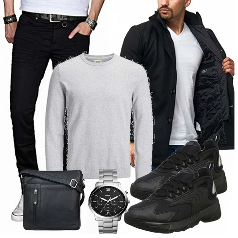 Blau Hose/Wintermantel/Winter Parka Indicode Jeans kombinieren