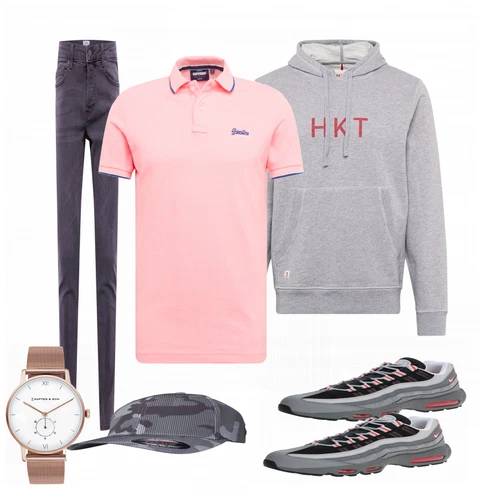 Rosa/Beige/Blau T-Shirt Poloshirt Superdry kombinieren