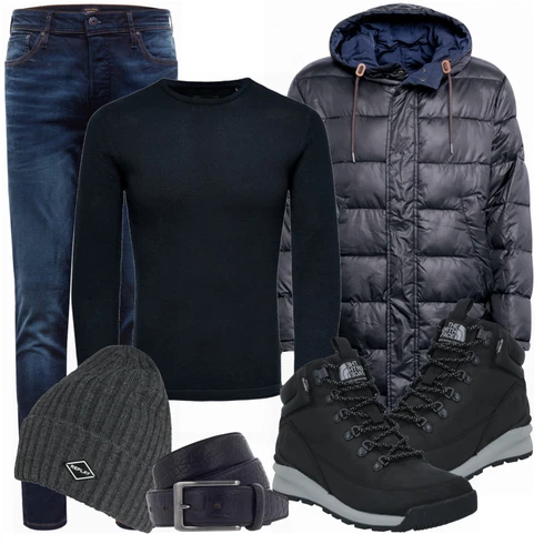 Blau Stiefel The North Face kombinieren