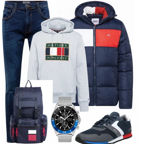 Blau Schuh Sneaker Boss kombinieren