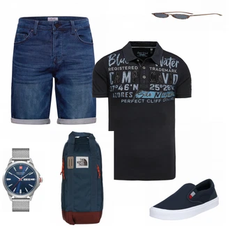 Outfit mit Blau SchulterTasche The North Face "Praktischer Look"