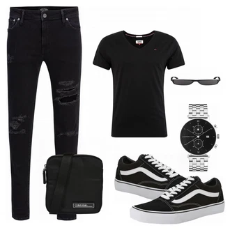 Outfit mit Grau Sneaker Vans "Praktischer Look"
