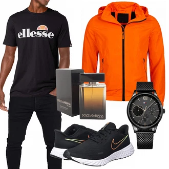 Outfit mit Orange Regenjacke Rock Creek "Praktischer Look"