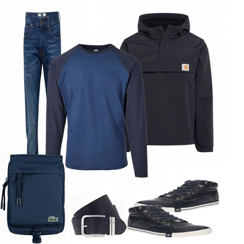Blau Hose Große Größe Tommy Hilfiger kombinieren mit Blau Sommerjacke Carhartt Wip