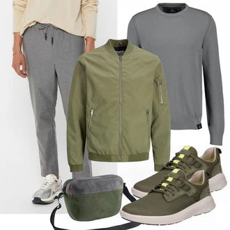 Outfit mit Grün/Schwarz Sneaker Timberland "Praktischer Look"