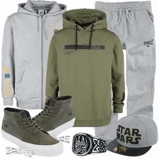 Outfit mit Grau Sneaker Vans "Praktischer Look"