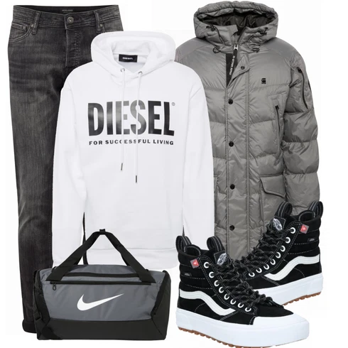 Schwarz/Grau Tasche Nike kombinieren