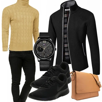 Outfit mit Blau/Schwarz Wintermantel/Winter Parka Jinsha "Praktischer Look"