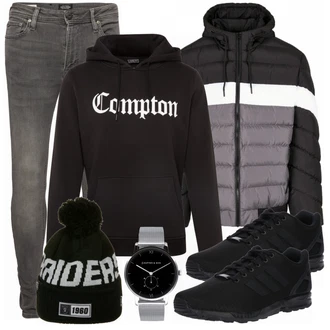 Outfit mit Schwarz Winterjacke/Winter Parka Urban Classics "Praktischer Look"