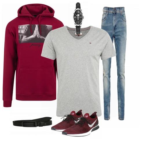 Grau T-Shirt Tommy Jeans kombinieren