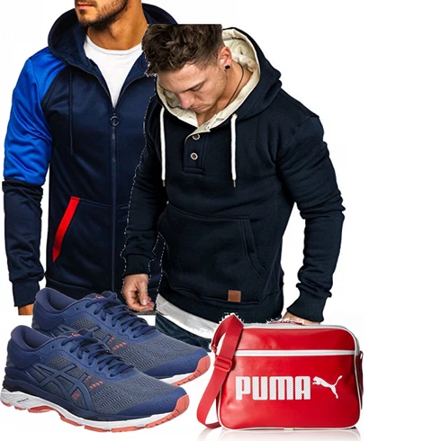 Blau Schuh Asics kombinieren