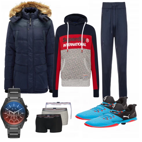 Schwarz Unterhose Tommy Hilfiger kombinieren mit Blau Sportschuh Puma