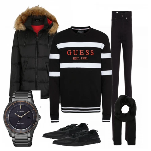 Schwarz Schal Jack & Jones kombinieren