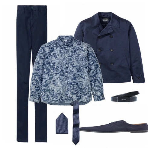 Blau Hausschuh Bonprix kombinieren mit Blau Gürtel Boss