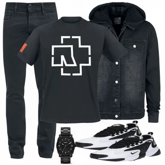 Outfit mit Blau Sneaker Nike "Rammstein Shirt"
