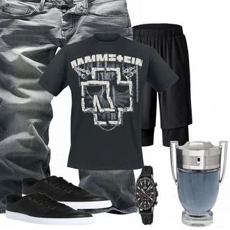 Outfit mit Schwarz Sneaker Nike "Rammstein Shirt"