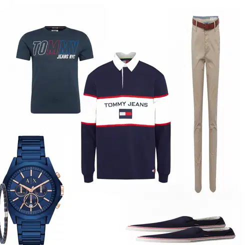 Blau Uhr Armani Exchange kombinieren