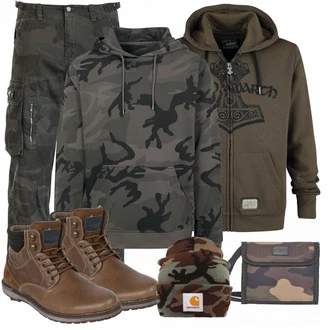 Outfit mit Grün Schuh Stiefel "RED by EMP"
