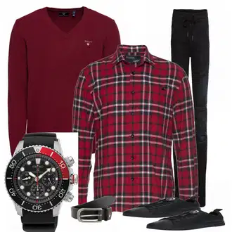 Party Outfits mit Schwarz Sneaker Diesel, Schwarz Gürtel Tommy Jeans "RedCat"