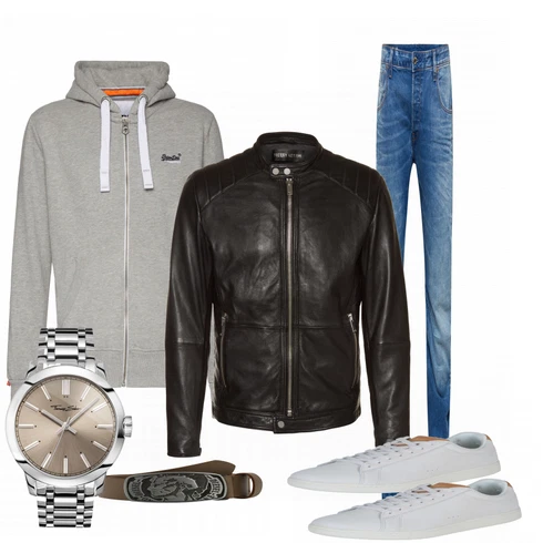 Sneaker kombinieren mit Schwarz Lederjacke Freaky Nation