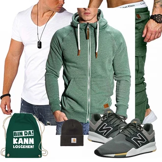 Outfit mit Blau Hut Carhartt "REHYPE"