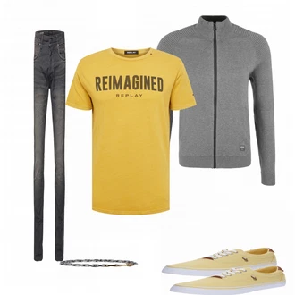 Outfit mit Gelb Sneaker BIDEN "Replay"