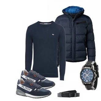Outfit mit Blau Sneaker Replay "Replay"