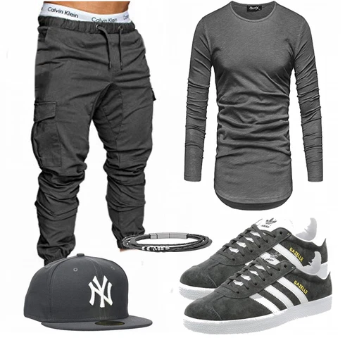 Grau Trachtenmode Adidas kombinieren mit Grau Accessoire REPUBLIX, Blau/Grau Accessoire Hut New Era