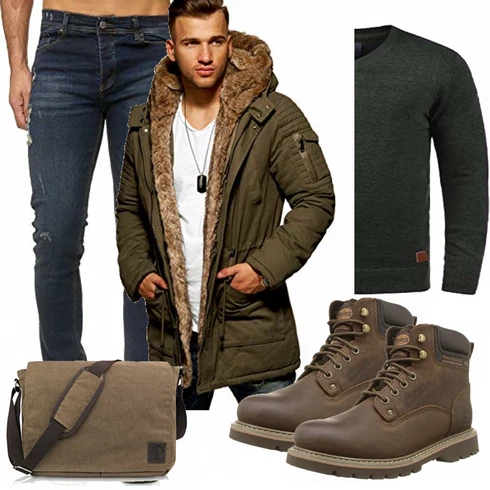 Grün Accessoire/Winter Parka Behype kombinieren