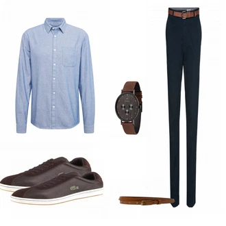 Outfit mit Braun Sneaker Lacoste "Review"