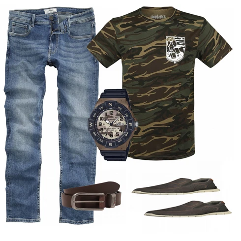 Blau Hausschuh Rieker kombinieren mit Braun Gürtel Tommy Jeans